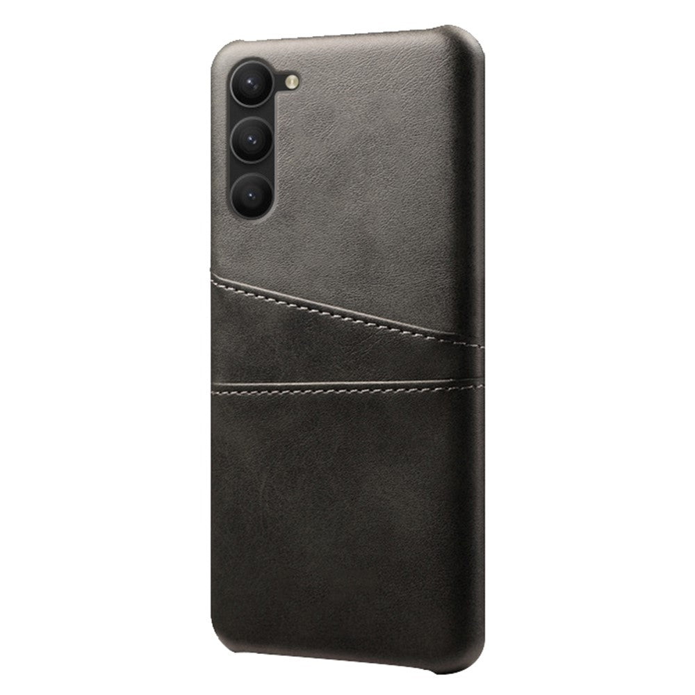For Samsung Galaxy S23 Dual Card Slots PU Leather Coated PC Cover Bump Proof Protective Phone Case