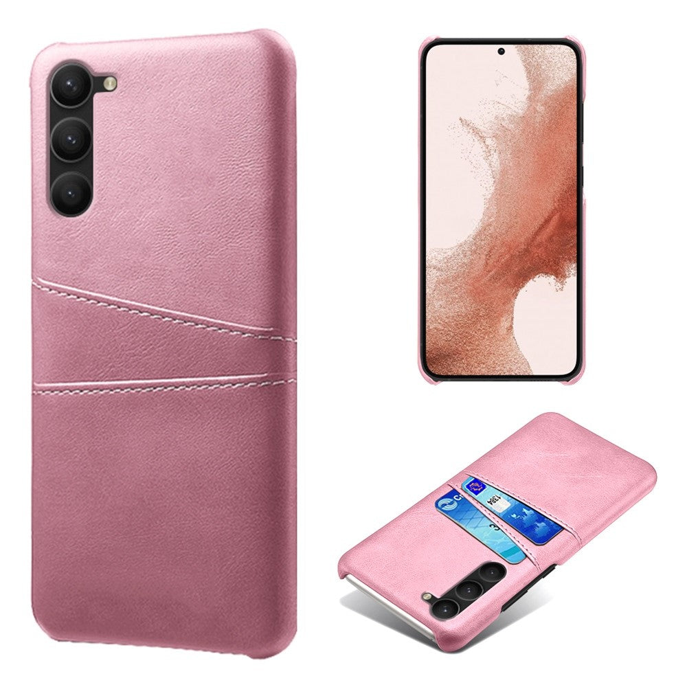 For Samsung Galaxy S23 Dual Card Slots PU Leather Coated PC Cover Bump Proof Protective Phone Case