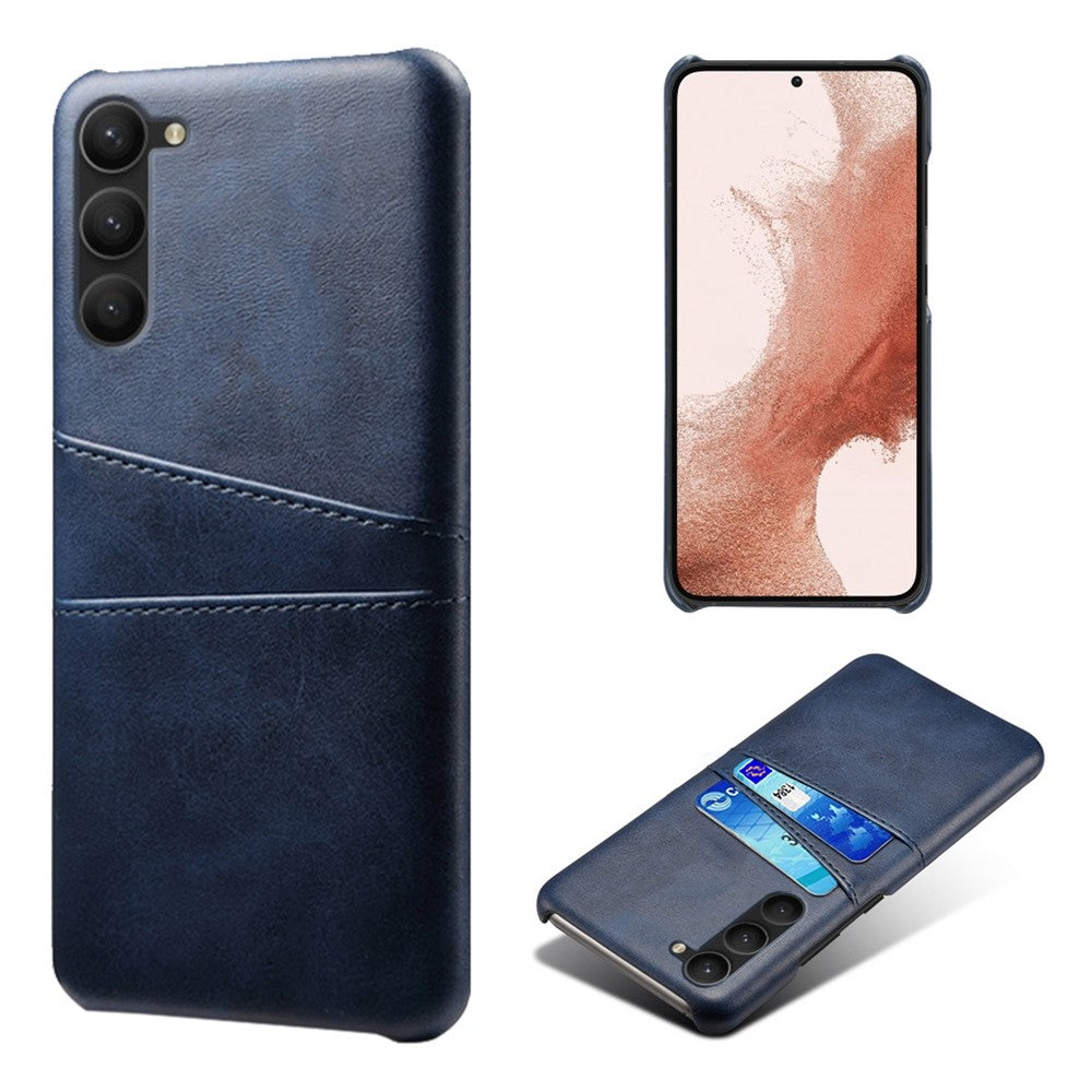 For Samsung Galaxy S23 Dual Card Slots PU Leather Coated PC Cover Bump Proof Protective Phone Case