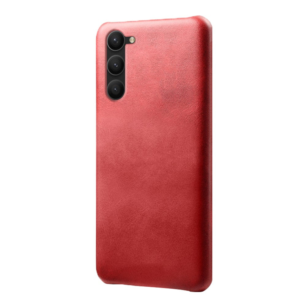 For Samsung Galaxy S23+ Calf Texture Anti-scratch Cell Phone Cover PU Leather Coated PC Case