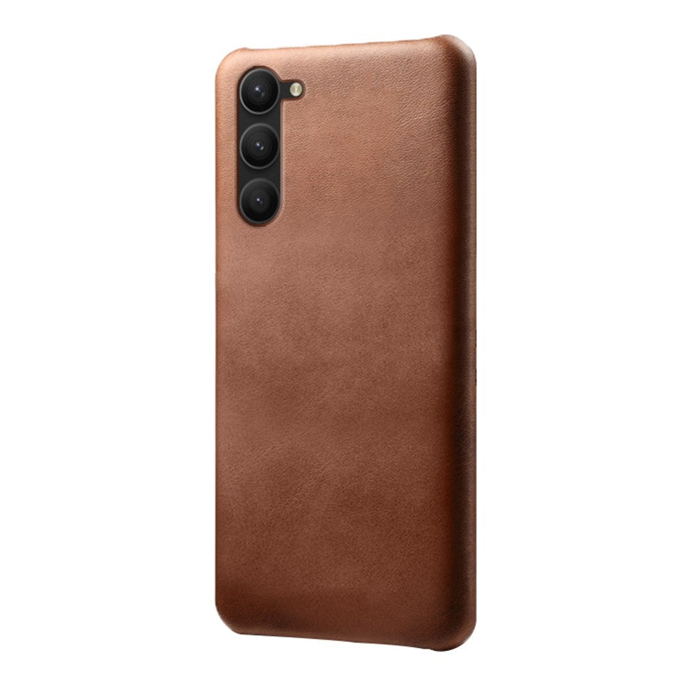 For Samsung Galaxy S23+ Calf Texture Anti-scratch Cell Phone Cover PU Leather Coated PC Case
