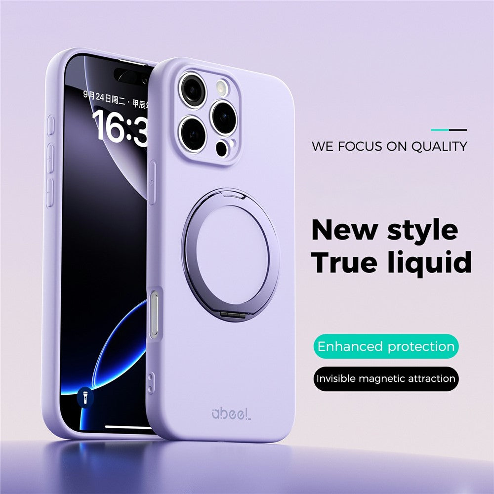 ABEEL For iPhone 16 Pro Max Magnetic Case Kickstand Skin Touch Liquid Silicone Phone Cover