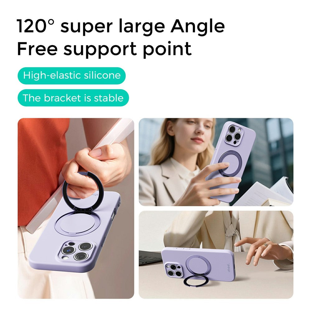 ABEEL For iPhone 16 Pro Max Magnetic Case Kickstand Skin Touch Liquid Silicone Phone Cover