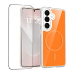 Samsung Galaxy S26 Magnetiskt Skal TPU PC Genomskinligt mobilskal med Explosionssäkert Härdat Glas