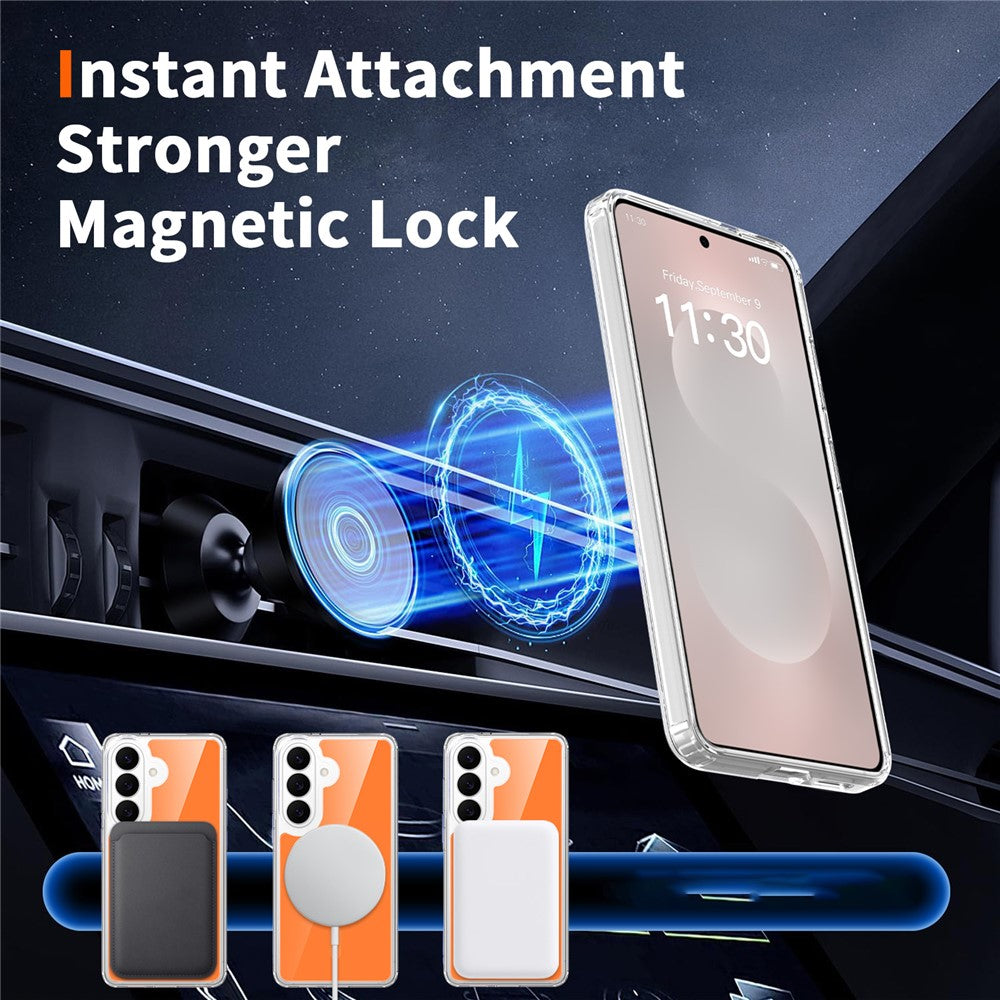 Samsung Galaxy S26 Magnetiskt Skal TPU PC Genomskinligt mobilskal med Explosionssäkert Härdat Glas