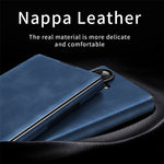For Samsung Galaxy Z TriFold 5G Case Kickstand Nappa Texture Leather + PC Phone Cover