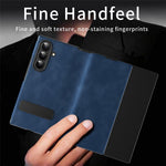 For Samsung Galaxy Z TriFold 5G Case Kickstand Nappa Texture Leather + PC Phone Cover