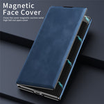 For Samsung Galaxy Z TriFold 5G Case Kickstand Nappa Texture Leather + PC Phone Cover
