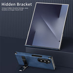 For Samsung Galaxy Z TriFold 5G Case Kickstand Nappa Texture Leather + PC Phone Cover