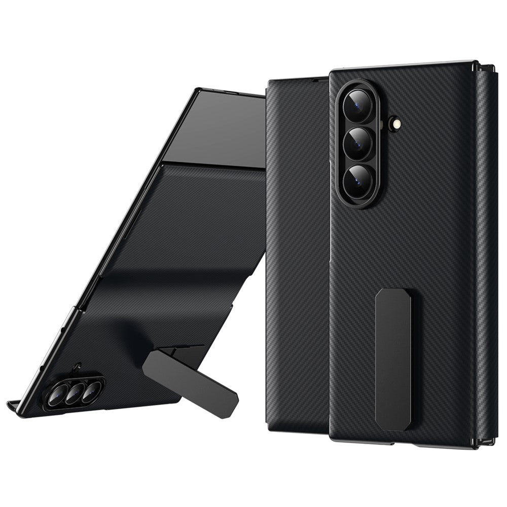 For Samsung Galaxy Z TriFold 5G Case Kickstand Nappa Texture Leather + PC Phone Cover