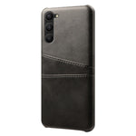For Samsung Galaxy S23+ Dual Card Slots PU Leather Coated PC Cover Drop-proof Protective Phone Case