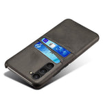 For Samsung Galaxy S23+ Dual Card Slots PU Leather Coated PC Cover Drop-proof Protective Phone Case