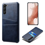 For Samsung Galaxy S23+ Dual Card Slots PU Leather Coated PC Cover Drop-proof Protective Phone Case