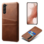For Samsung Galaxy S23+ Dual Card Slots PU Leather Coated PC Cover Drop-proof Protective Phone Case