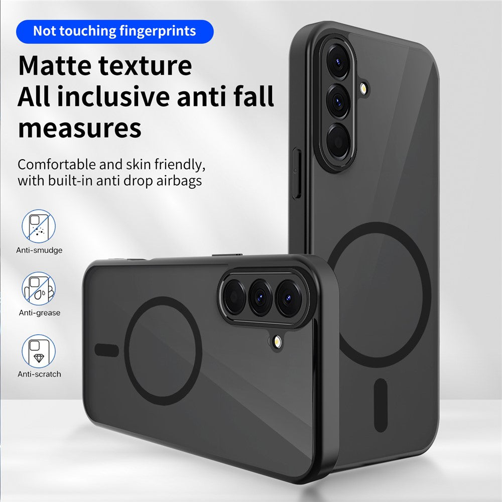 Samsung Galaxy S26+ magnetetui Skin Touch, mat pc- og TPU-mobilcover med stødbeskyttelse - sort