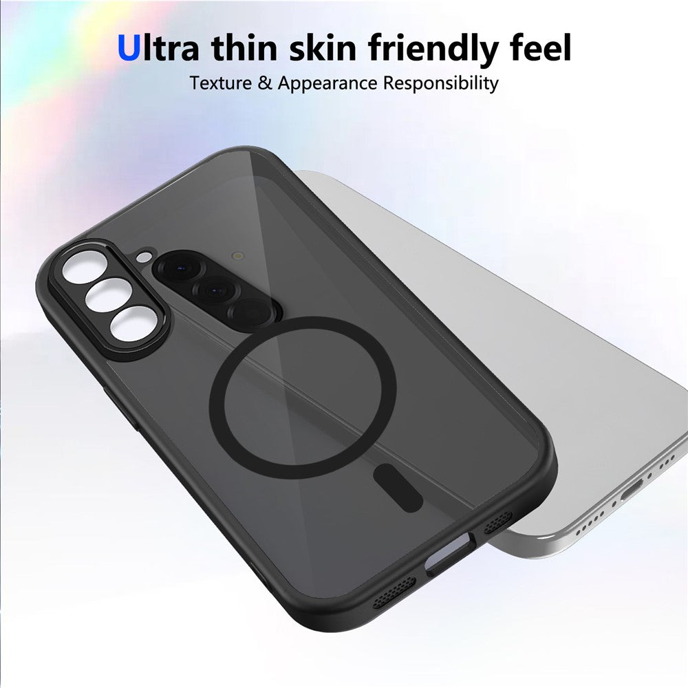 Samsung Galaxy S26+ magnetetui Skin Touch, mat pc- og TPU-mobilcover med stødbeskyttelse - sort