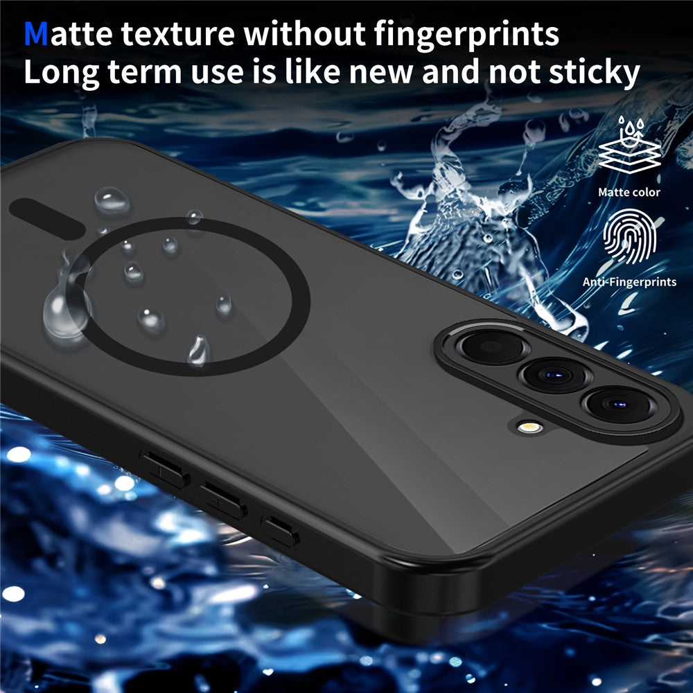 Samsung Galaxy S26+ magnetetui Skin Touch, mat pc- og TPU-mobilcover med stødbeskyttelse - sort