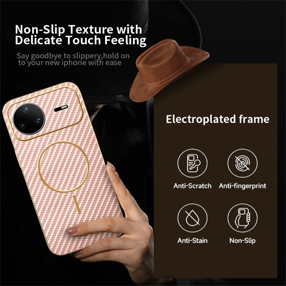 For Huawei nova 15 Pro 5G Case Carbon Fiber Textured Electroplated TPU Phone Back Cover