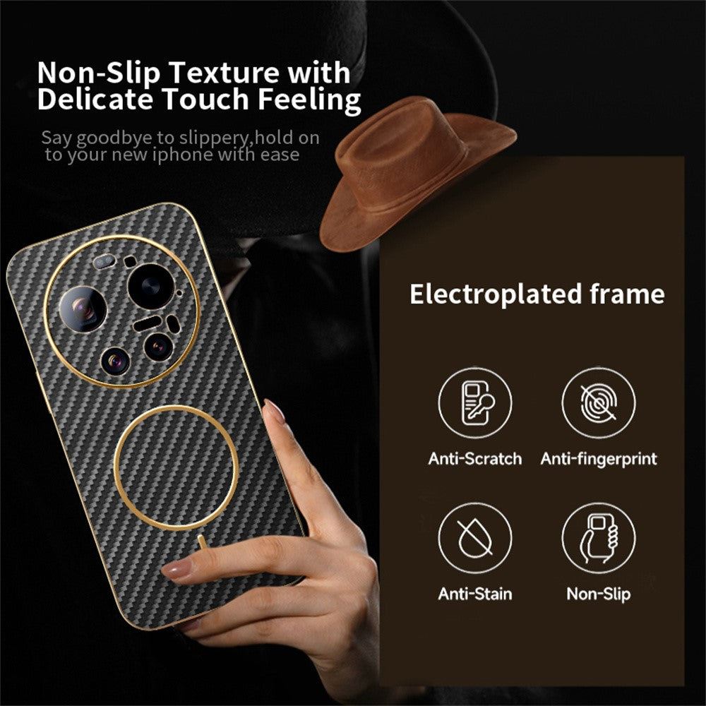 For Xiaomi 17 Ultra 5G Case Carbon Fiber Textured Electroplated TPU Phone Back Cover