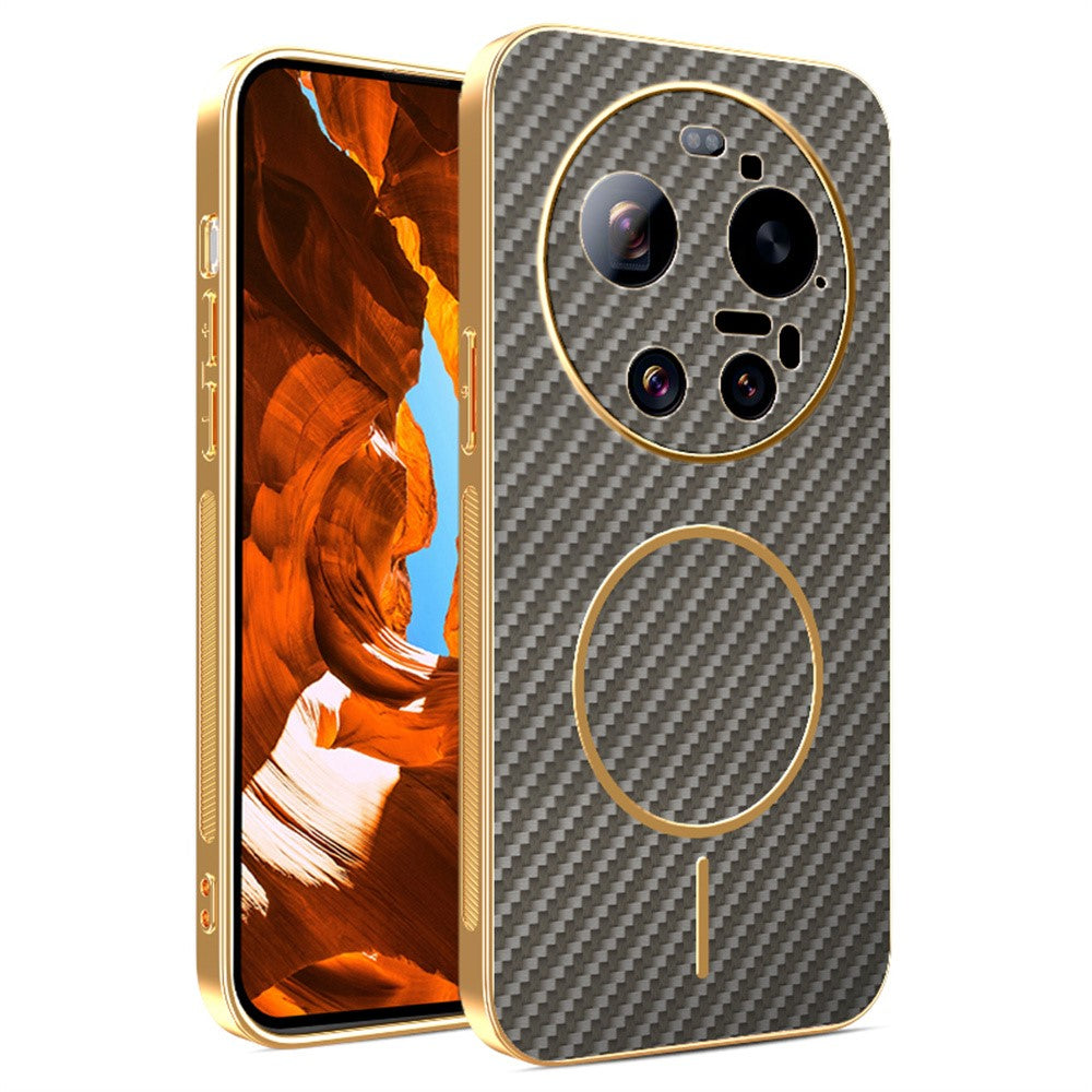 For Xiaomi 17 Ultra 5G Case Carbon Fiber Textured Electroplated TPU Phone Back Cover