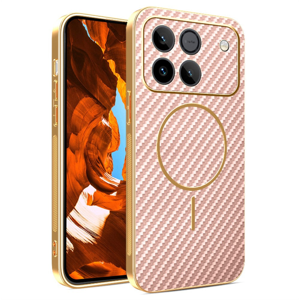 Phone Case For Honor Win 5G / Win RT 5G Carbon Fiber Textured Electroplated TPU Phone Back Cover