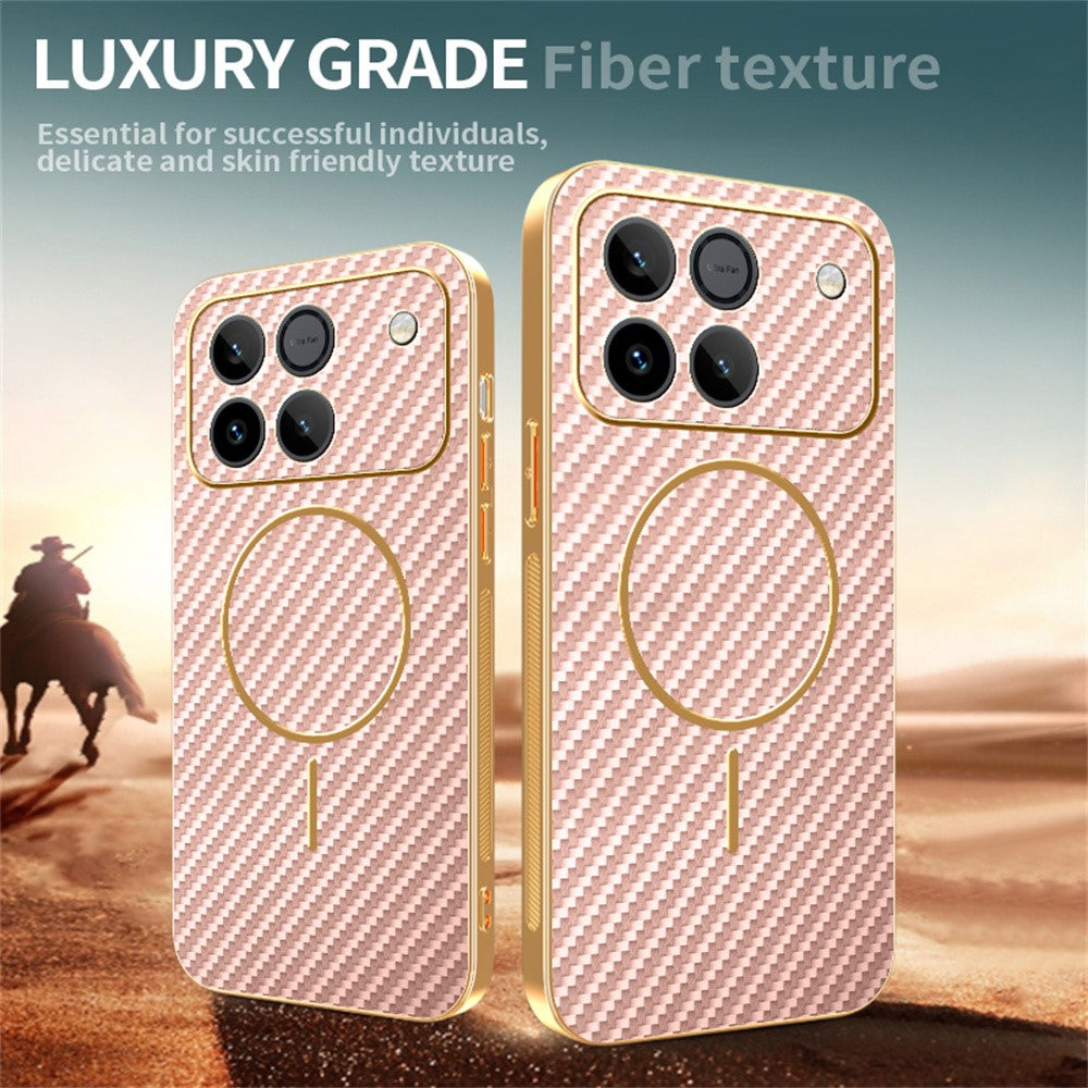 Phone Case For Honor Win 5G / Win RT 5G Carbon Fiber Textured Electroplated TPU Phone Back Cover