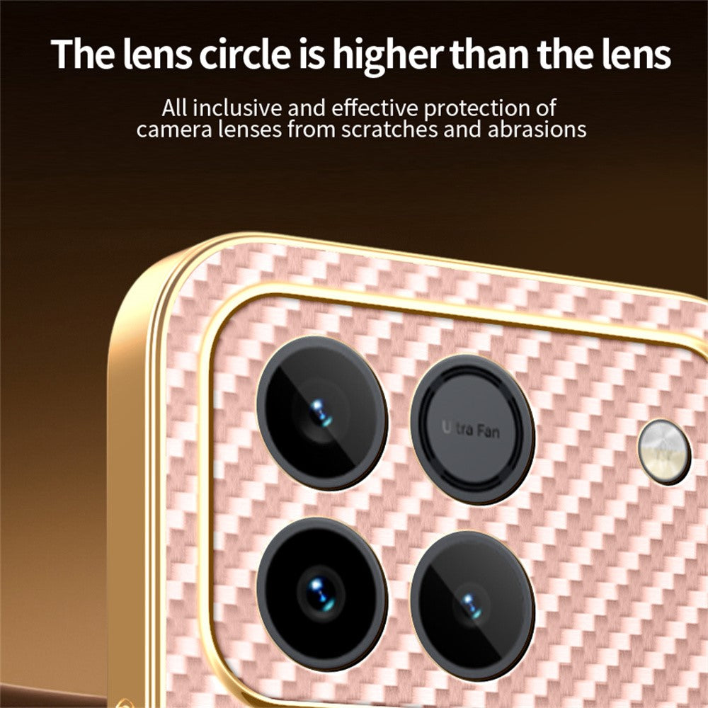 Phone Case For Honor Win 5G / Win RT 5G Carbon Fiber Textured Electroplated TPU Phone Back Cover