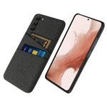 For Samsung Galaxy S23+ Cloth Texture Phone Case Dual Card Slots Hard PC Phone Back Cover