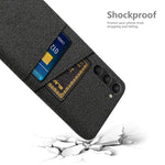 For Samsung Galaxy S23+ Cloth Texture Phone Case Dual Card Slots Hard PC Phone Back Cover