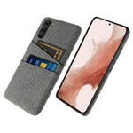 For Samsung Galaxy S23+ Cloth Texture Phone Case Dual Card Slots Hard PC Phone Back Cover