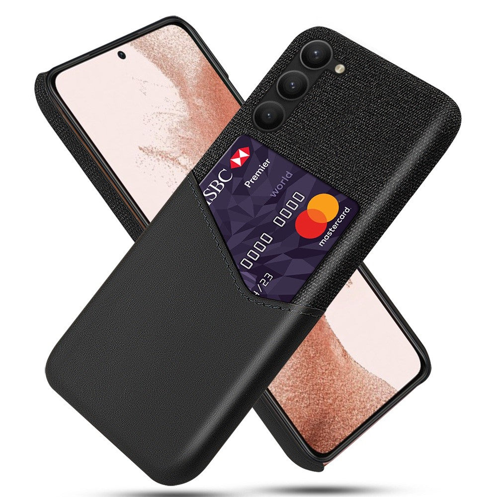 For Samsung Galaxy S23 PU Leather + Hard PC Phone Cover Cloth Texture Card Holder Wear-resistant Mobile Phone Case