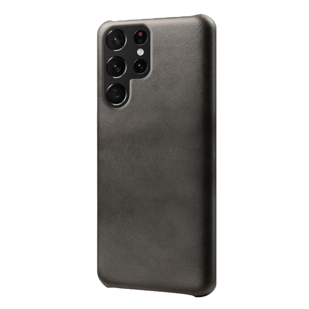 For Samsung Galaxy S23 Ultra  Calf Textured Phone Cover PU Leather Coated PC Anti-fall Cell Phone Case