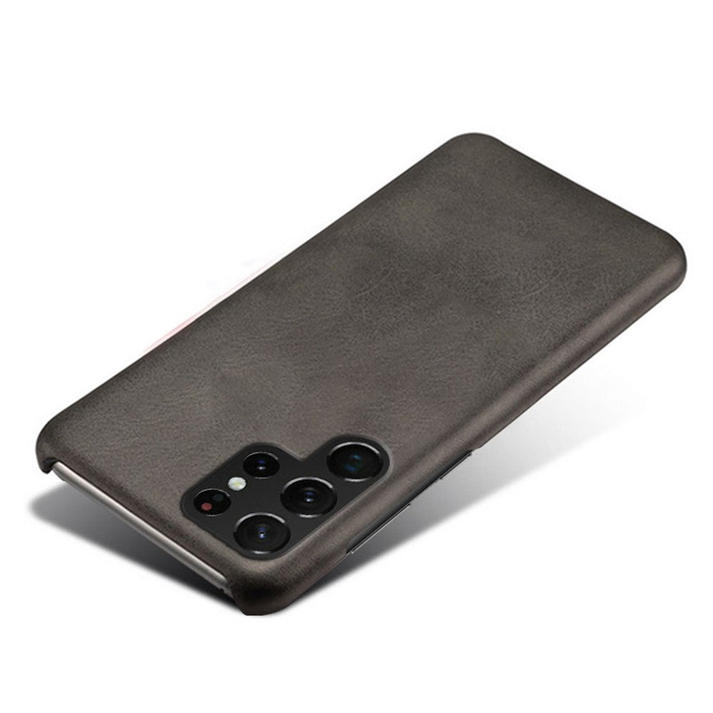 For Samsung Galaxy S23 Ultra  Calf Textured Phone Cover PU Leather Coated PC Anti-fall Cell Phone Case
