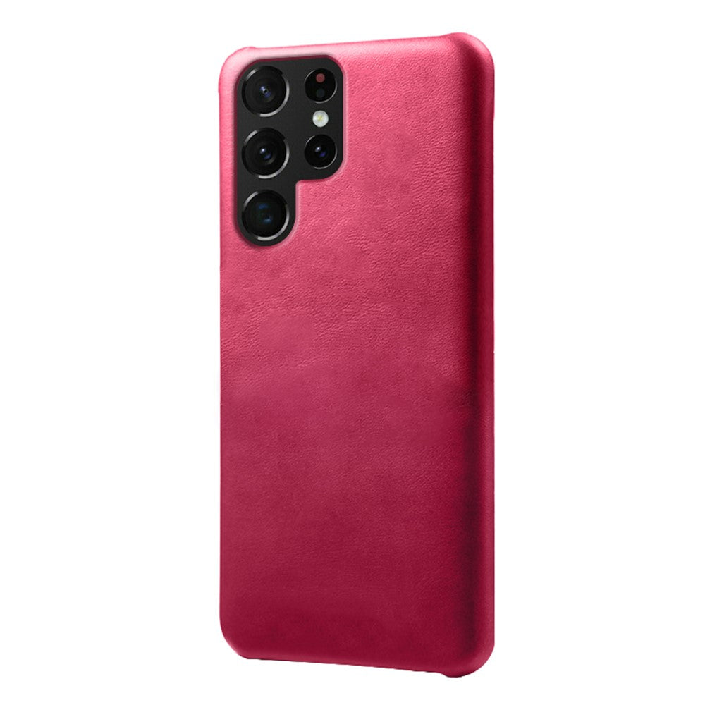 For Samsung Galaxy S23 Ultra  Calf Textured Phone Cover PU Leather Coated PC Anti-fall Cell Phone Case