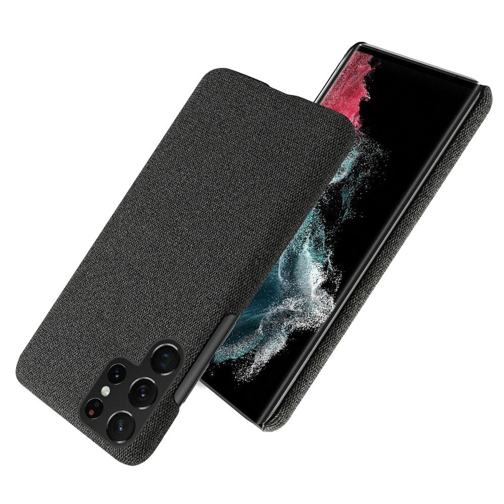 For Samsung Galaxy S23 Ultra Solid Color Hard PC Back Case Cloth Texture Anti-drop Phone Cover