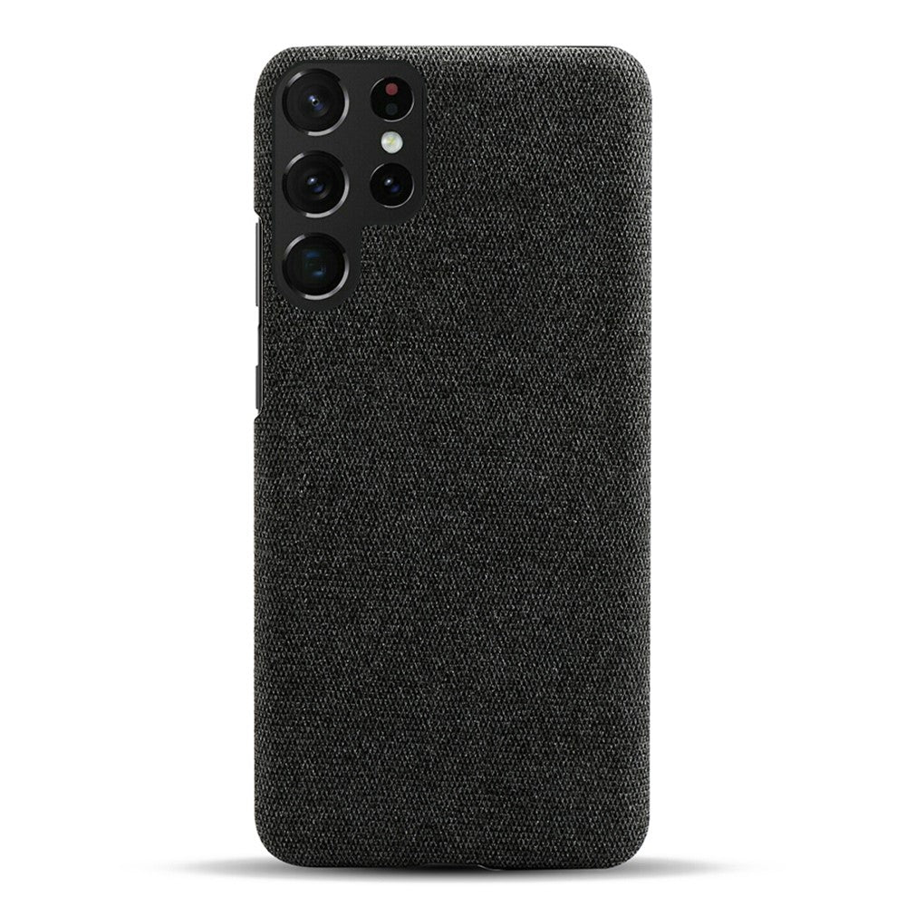 For Samsung Galaxy S23 Ultra Solid Color Hard PC Back Case Cloth Texture Anti-drop Phone Cover