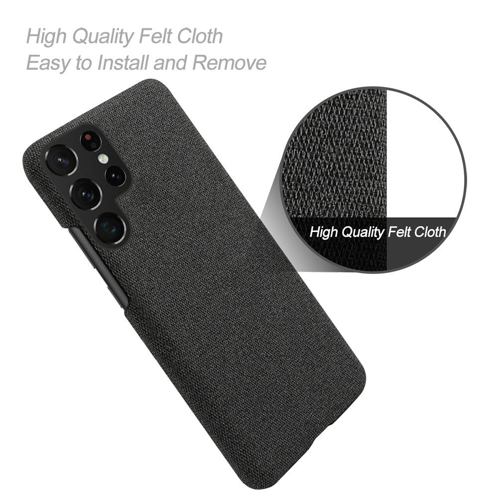 For Samsung Galaxy S23 Ultra Solid Color Hard PC Back Case Cloth Texture Anti-drop Phone Cover