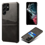 Samsung Galaxy S23 Ultra Dubbla Kortplatser Reptåligt mobilskal PU-läderbelagt Hårt PC-fodral