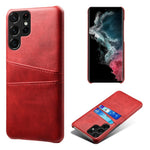 Samsung Galaxy S23 Ultra Dubbla Kortplatser Reptåligt mobilskal PU-läderbelagt Hårt PC-fodral