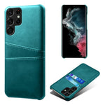 Samsung Galaxy S23 Ultra Dubbla Kortplatser Reptåligt mobilskal PU-läderbelagt Hårt PC-fodral