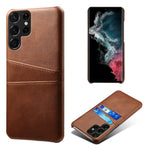 Samsung Galaxy S23 Ultra Dubbla Kortplatser Reptåligt mobilskal PU-läderbelagt Hårt PC-fodral