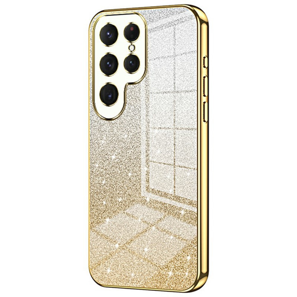 Samsung Galaxy S26 Ultra-skal med galvaniserat glitter och gradientmönster i TPU