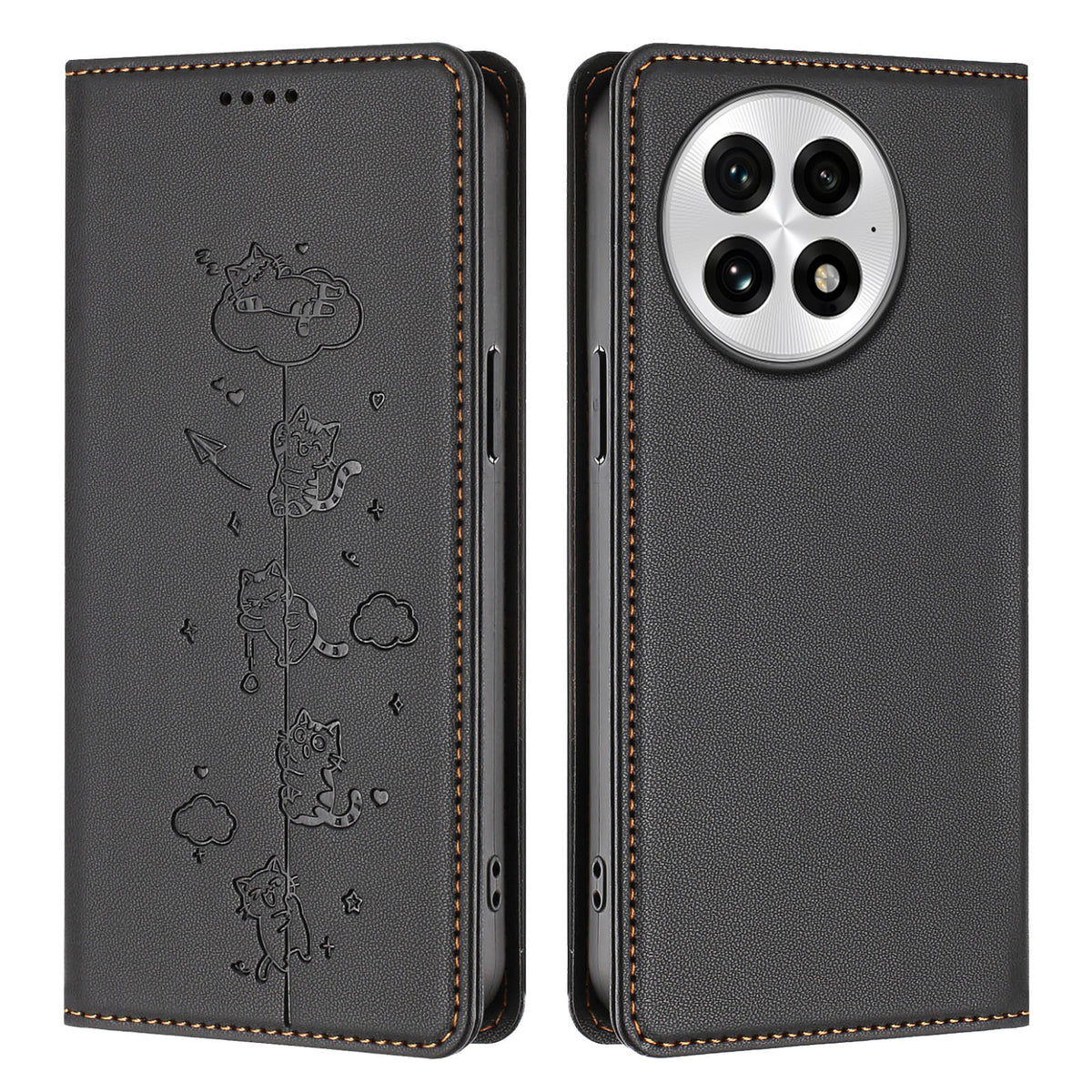 For OnePlus 13 Case RFID Blocking Wallet Stand Imprinted Cat Pattern Leather Phone Cover