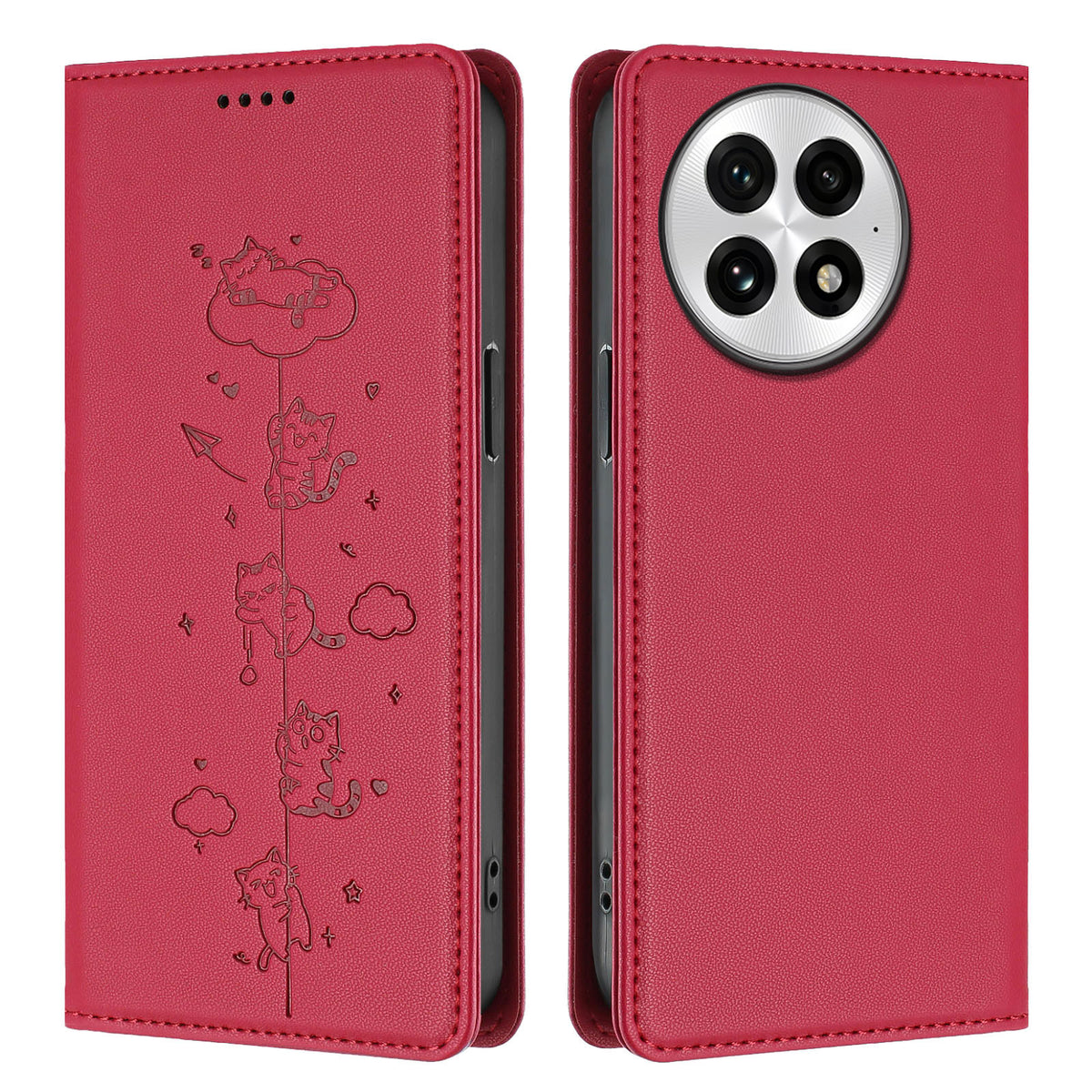 For OnePlus 13 Case RFID Blocking Wallet Stand Imprinted Cat Pattern Leather Phone Cover