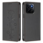 Honor X7d 5G / Honor 400 Smart 5G Cover RFID Blokerende Pung Stand Præget Katmønster Læder Telefoncover