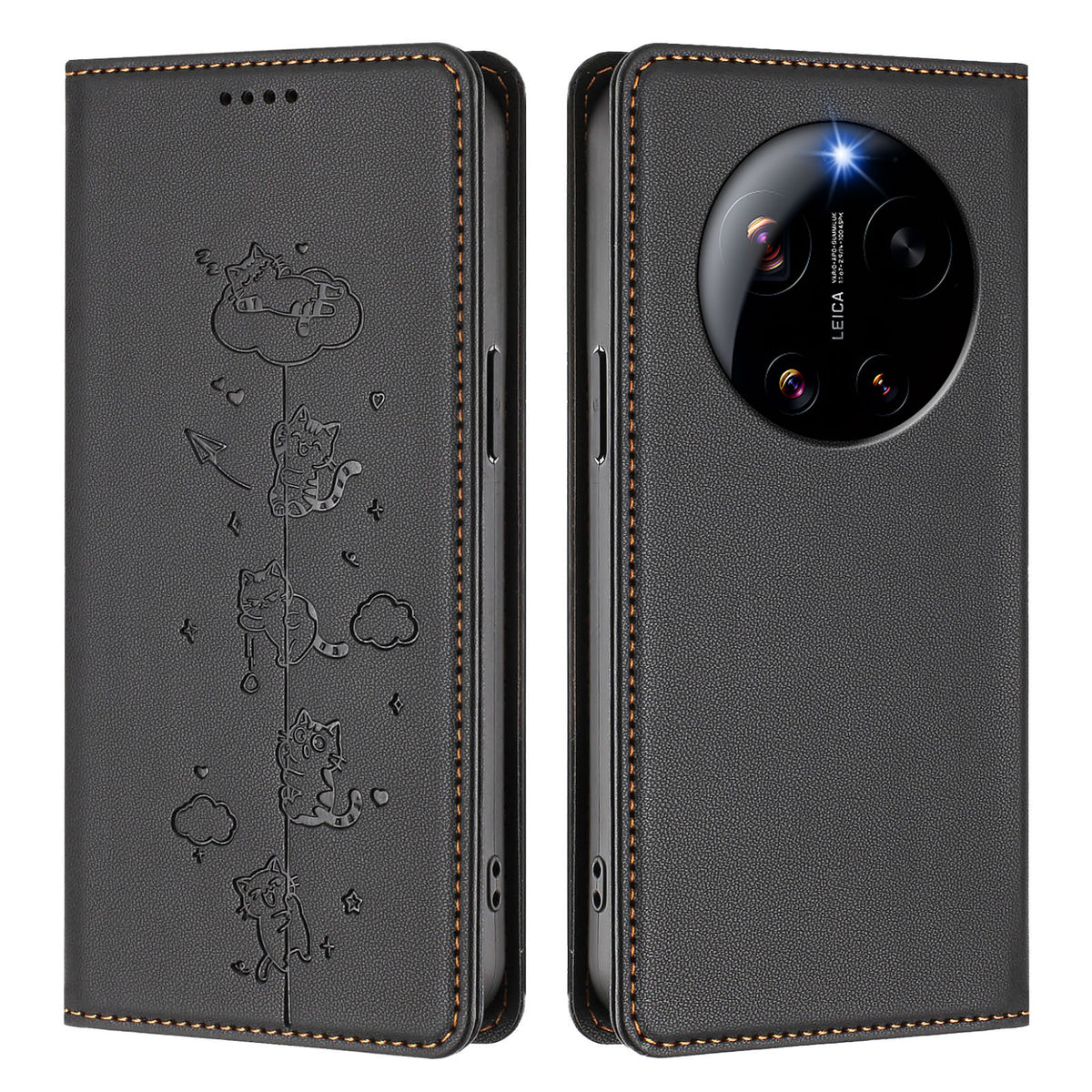 For Xiaomi 17 Ultra 5G Case RFID Blocking Wallet Stand Imprinted Cat Pattern Leather Phone Cover