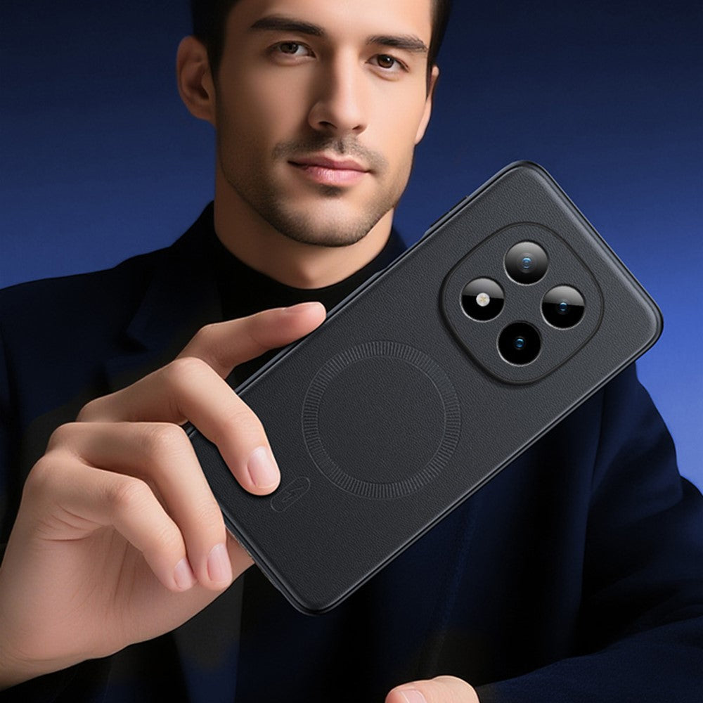 For Xiaomi Redmi Note 15 Pro 4G (Global) Magnetic Case Leather Coated TPU + PC Phone Cover