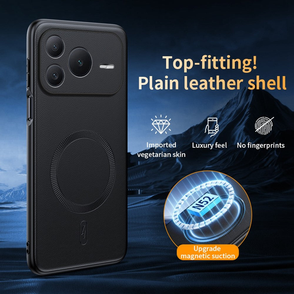 For Honor Power2 5G Magnetic Case Leather Coated TPU + PC Phone Cover
