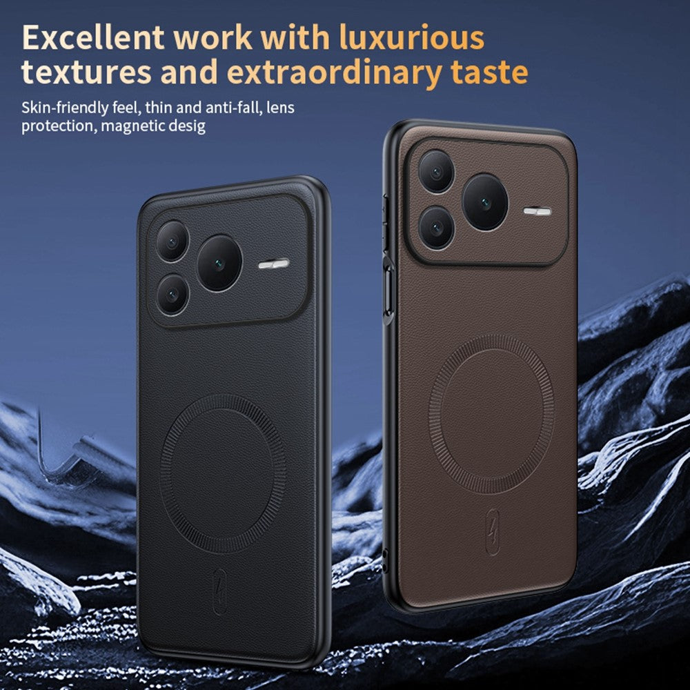 For Honor Power2 5G Magnetic Case Leather Coated TPU + PC Phone Cover