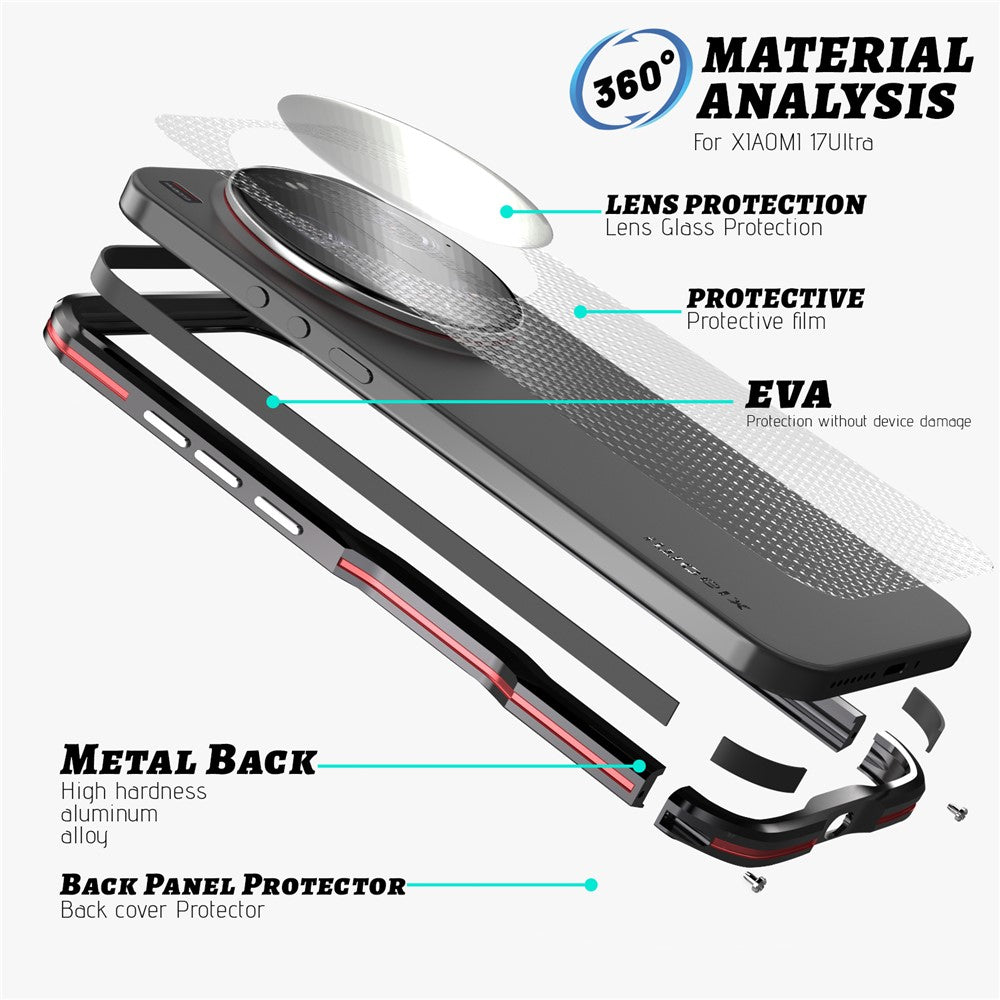 LUPHIE For Xiaomi 17 Ultra 5G Case Metal Bumper Frame Shockproof Phone Cover